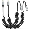 Coiled USB C to Lightning Cable 2 Pack, Retractable USB C iPhone Charger PD by AceceneUSBChargingCables