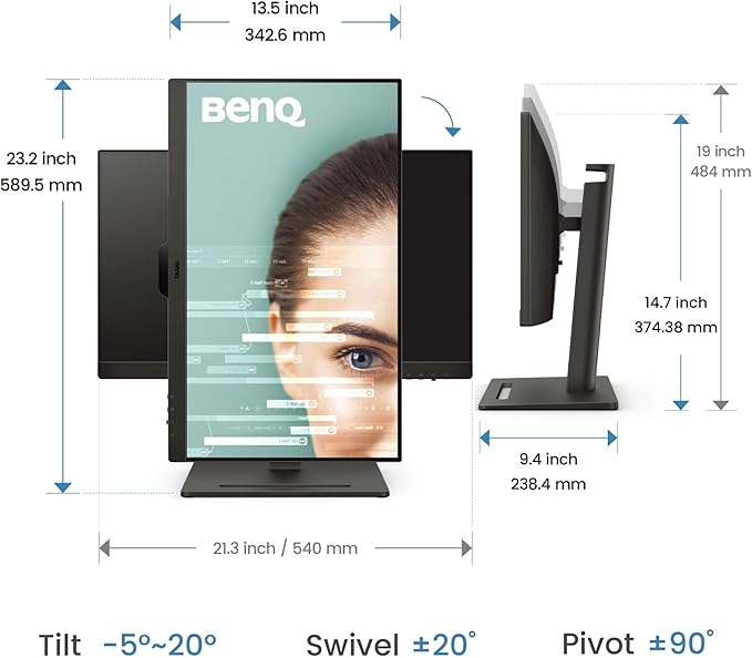 BenQ GW2490T 24" Monitor 100Hz FHD 1920x1080p | IPS | Vertical Monitor | - Image 2