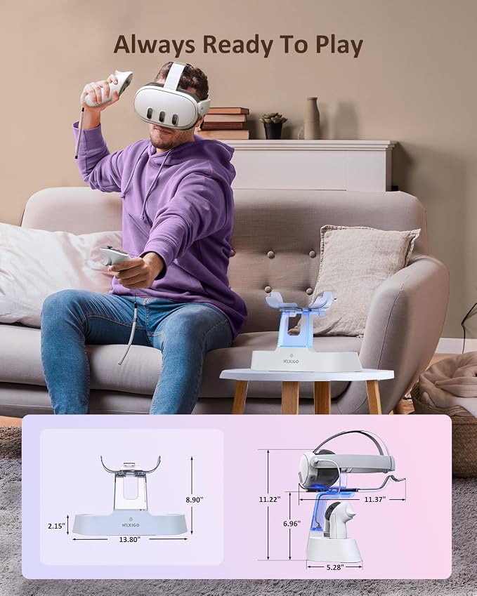 NexiGo Enhanced Charging Dock for Meta Quest 3 and 3S, - Image 9