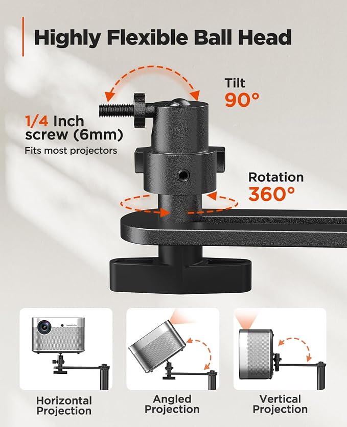 AMADA HOMEFURNISHING Height Adjustable Projector Stand 32"-47", Projector Floor - Image 5