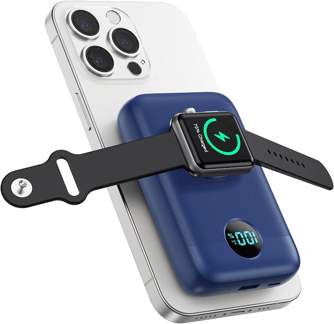 Magnetic Portable Charger 10800mAh, 4-in-1 Wireless Power Bank by Pxwaxpy