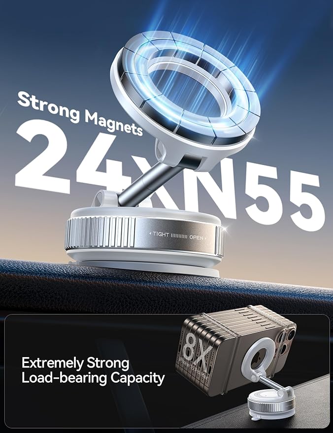 JOYROOM Vacuum Magnetic Car Phone Holder, Strongest Suction Cup 360° Adjustable - Image 7