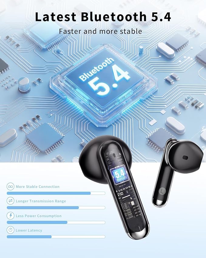 XIAOWTEK Wireless Earbuds, 2026 Bluetooth 5.4 Headphones Bass Stereo Ear Buds - Image 3