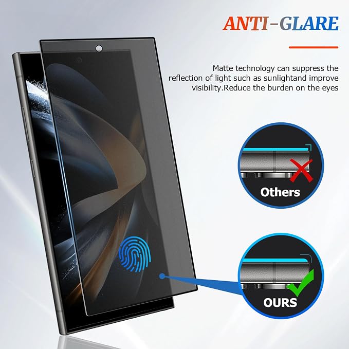 2 Pack Galaxy S24 Ultra Matte Anti spy Privacy Screen Protector, 9H Tempered - Image 4