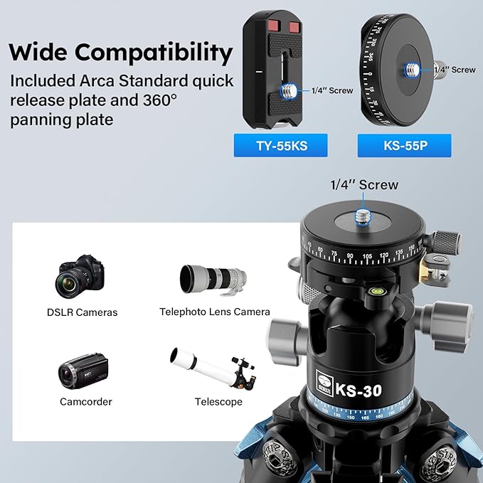 SIRUI Carbon Fiber Camera Tripod, 50.7" Professional Heavy Duty Tripod - Image 6