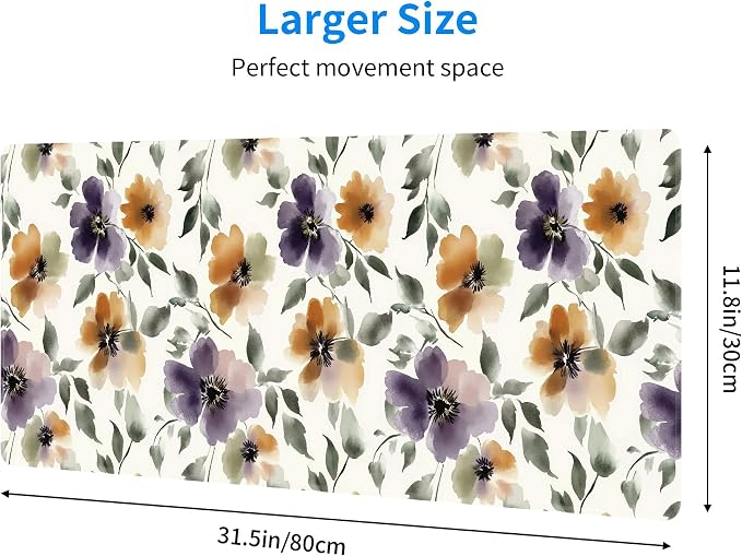 Watercolor Floral Large Mouse Pad, Gaming Keyboard Desk Pad, Extended Mouse Mat - Image 3