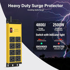 CCCEI Yellow Heavy Duty Power Strip Surge Protector 20 AMP, 8 Outlets 12 Gauge - Image 2