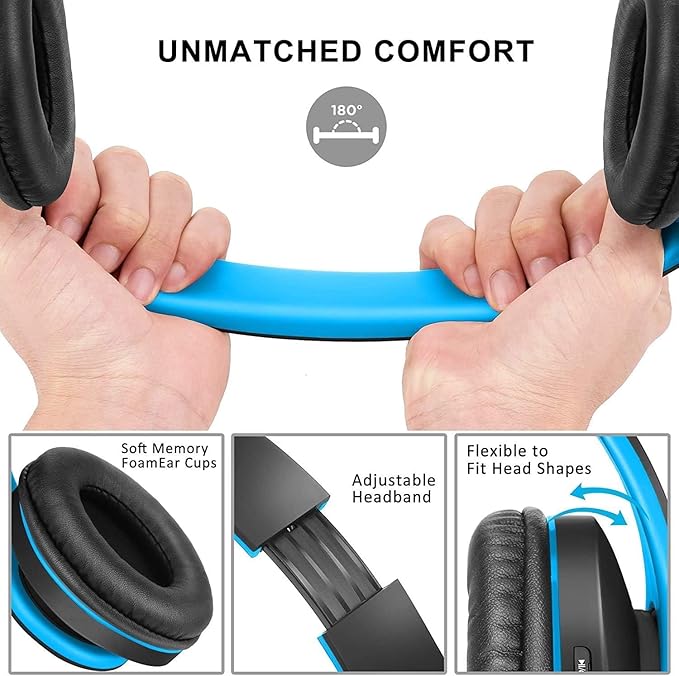 ZIHNIC Bluetooth Headphones Over-Ear, Foldable Wireless and Wired Stereo - Image 2