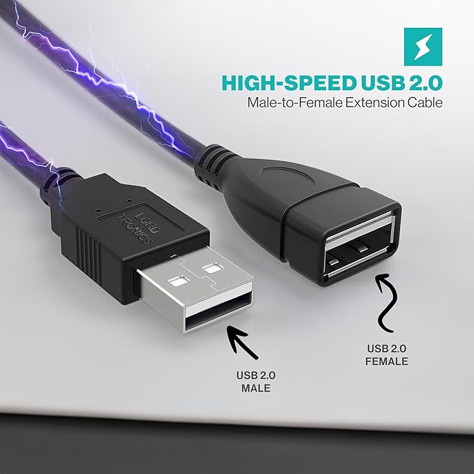 3FT Male to Female Extension Cable USB A Male to USB A Female Data Transfer and - Image 6