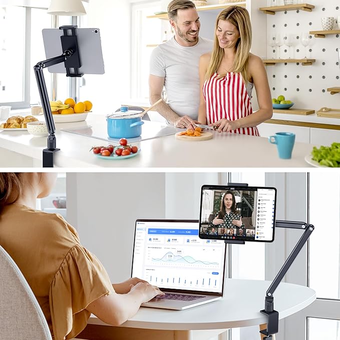 Tablet Stand Holder, Aluminum iPad Desk Mount Bracket, Tablet Arm Mount Holder - Image 6