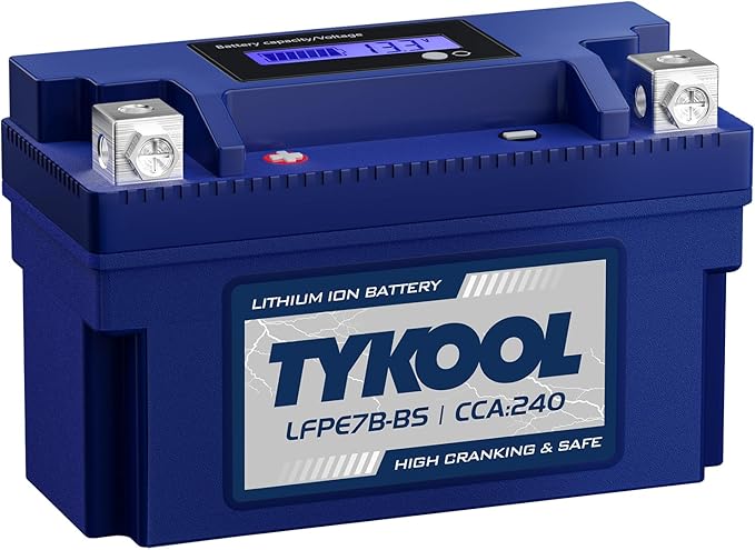 YT7B-BS 12V 4Ah 240CCA LiFePO4 Motorcycle Battery, Built in BMS, by TYKOOL