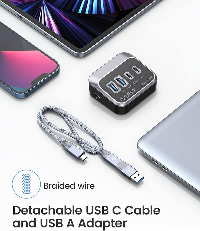 ORICO USB Hub 10Gbps with 2 USB A Ports+2 USB C Ports, USB 3.2 Gen 2 Hub with - Image 5