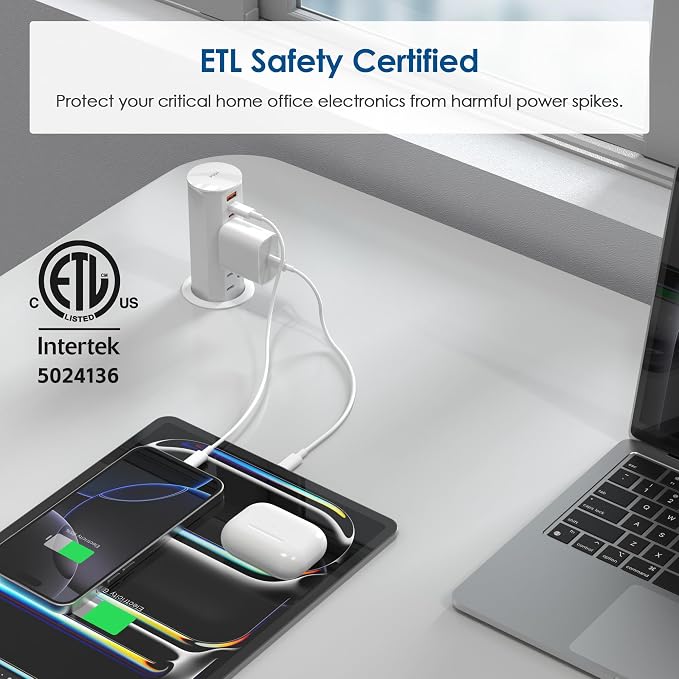 2 Inch Pop Up Outlet for Countertop, Power Grommet 2-inch Desk Wire Hole Insert - Image 2