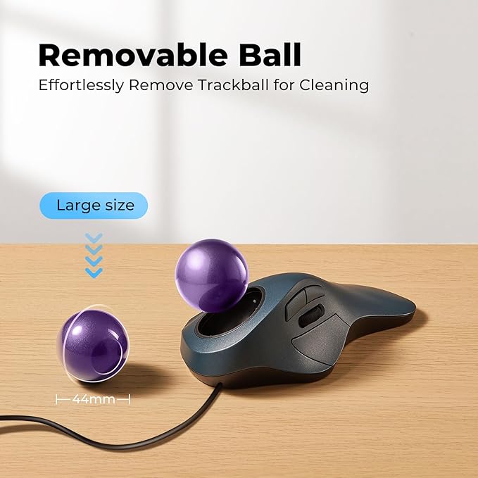 Wired Trackball Mouse for Large Hands, Ergonomic Design Reduces Wrist & Muscle - Image 6