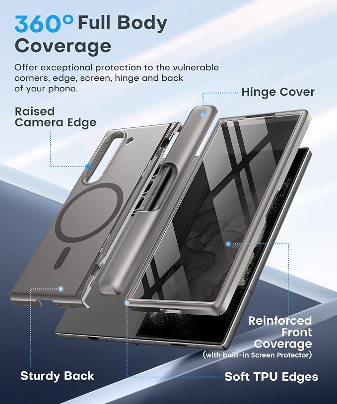 BERFY for Samsung Galaxy Z Fold 6 Phone Case Grey | Magnetic, - Image 6