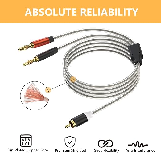 HOSONGIN RCA to Banana Plug Speaker Cable 10 Feet -2 Pack - Image 4