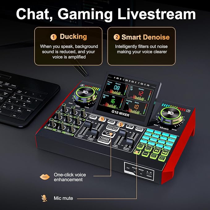 Audio Mixer, Sound Board for Pc/Phone Live Streaming Singing Gaming, Sound - Image 4