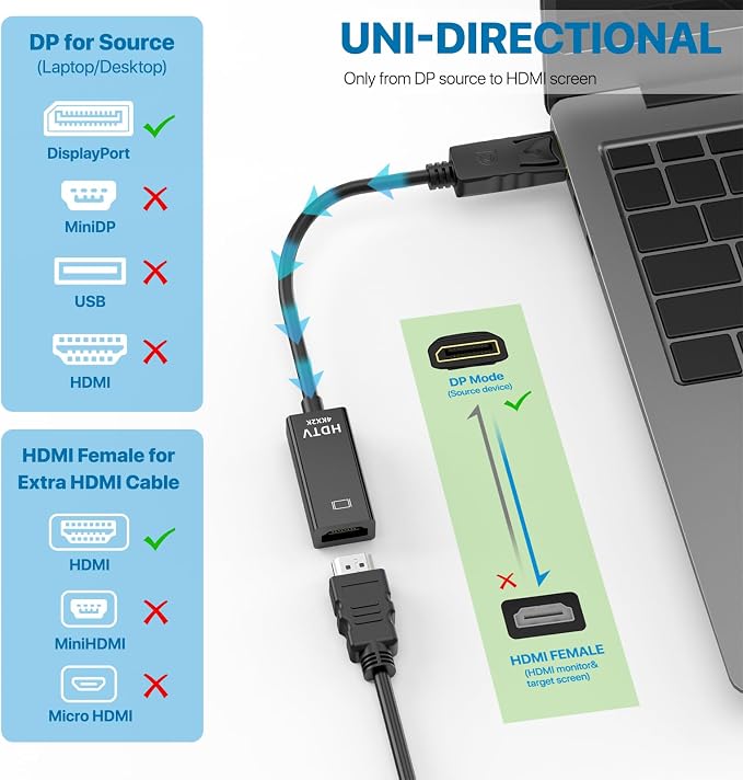 4K DisplayPort to HDMI Adapter, Supports 3840x2160@30Hz - Image 5