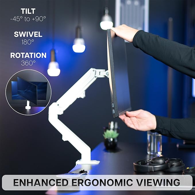 VIVO Articulating Single 17 to 27 inch Pneumatic Spring Arm Clamp-on Desk Mount - Image 5
