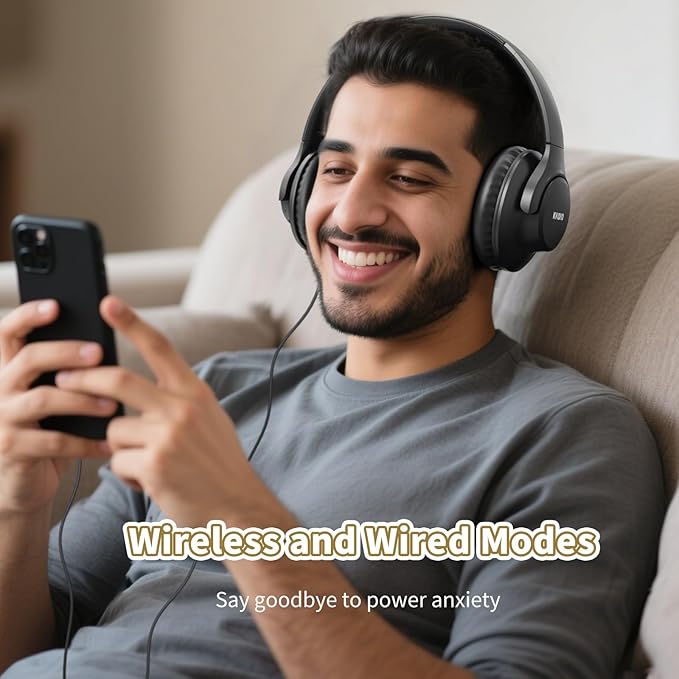 KVIDIO Bluetooth Headphones Over Ear, 65 Hours Playtime Wireless Headphones - Image 4