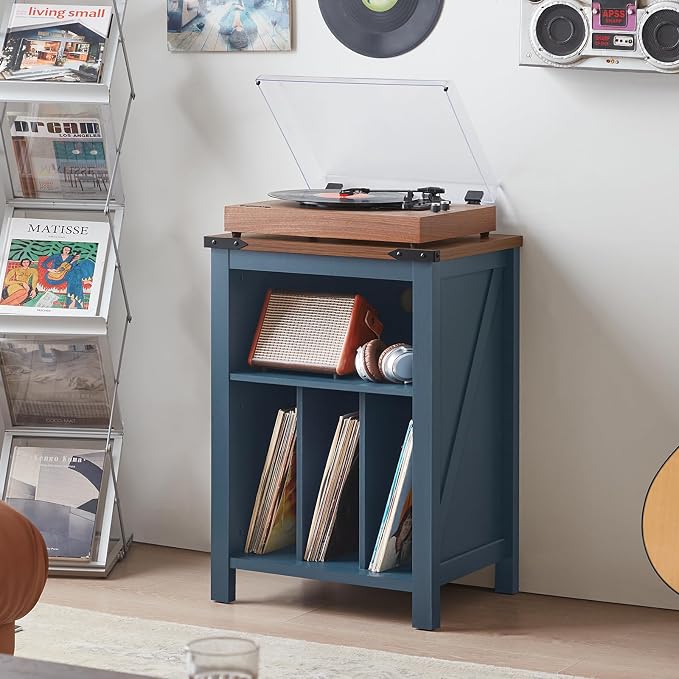 Record Player Stand with Vinyl Record Storage Holds up to 160 Albums, Large - Image 3