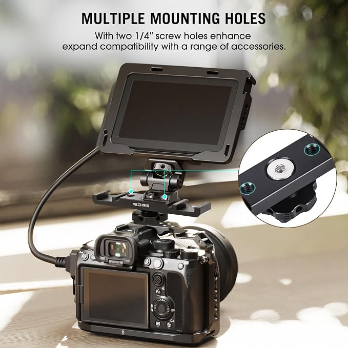 Dual Cold Shoe Extension Bar Mount, Aluminum Dual Hot Shoe Mount Bracket - Image 3