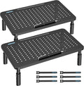 BONTEC Monitor Stand for Desk 2 Pack, 3-Level Height Adjustable Metal Monitor by BONTEC