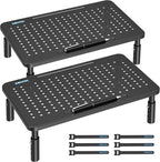 BONTEC Monitor Stand for Desk 2 Pack, 3-Level Height Adjustable Metal Monitor by BONTEC