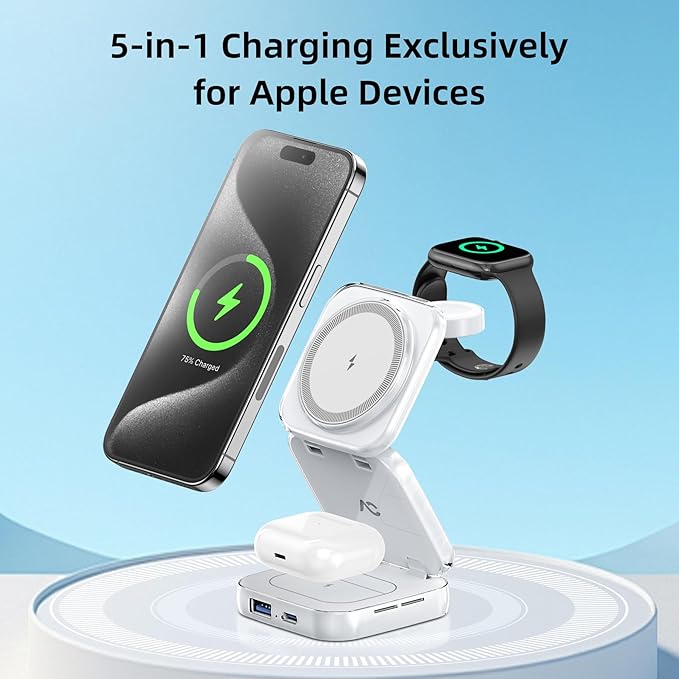 5-in-1 Wireless Charger for MagSafe, AC ISLAND Portable Travel Charging Station - Image 2