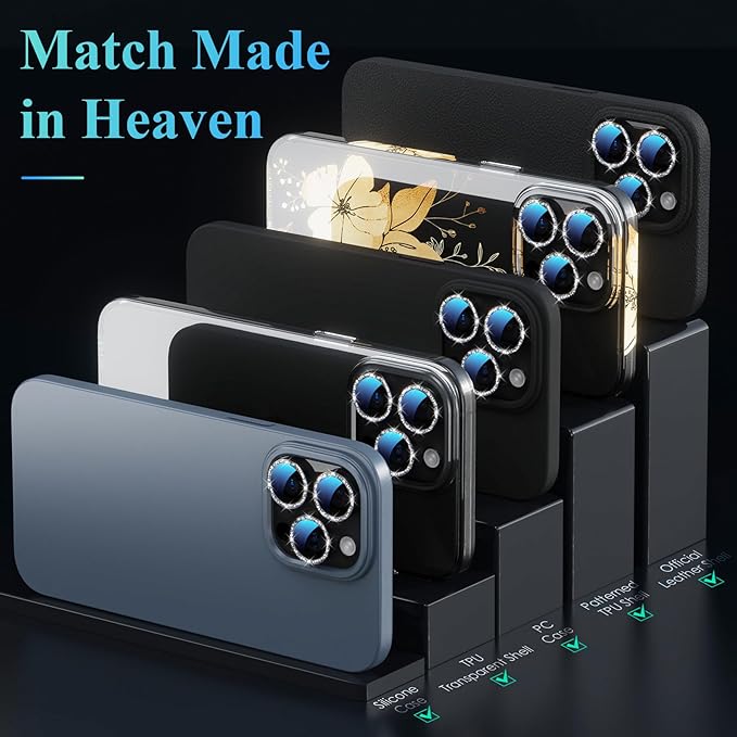 YWXTW Designed for iPhone 16 Pro/iPhone 16 Pro Max Camera Lens Protector Bling - Image 6