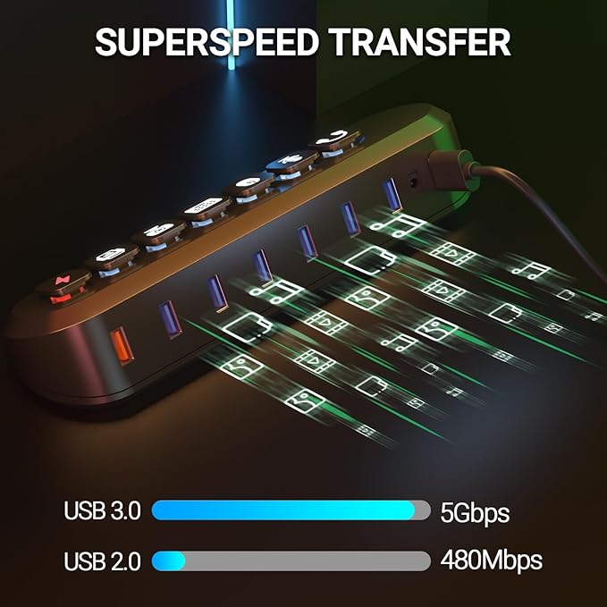 Powered USB Hub, atolla 7-Port USB 3.0 hub - Image 4