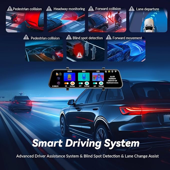 Mirror Dual Dash Camera, 4K and 1080P Dash Cam - Image 2