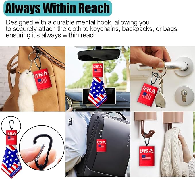 2 Sided Portable Glasses Cleaner, Patriotic Gasses Cleaning Cloth Keychain - Image 7