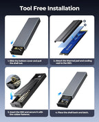 ORICO M.2 NVMe SSD Enclosure Aluminum Tool-Free Adapter, 10Gbps USB3.2 USB-C M2 - Image 9