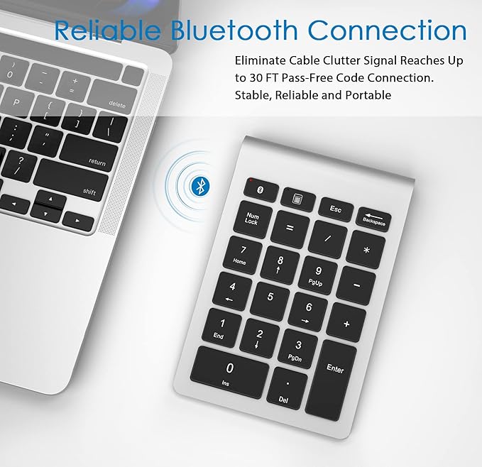 Foloda Number Pad for Laptop, Wireless Bluetooth Number Numeric Keypad Numpad - Image 4