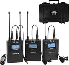 Dual Wireless Lavalier Microphone System, Comica CVM-WM300A UHF 96 Channel by COMICA