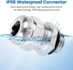 2 Pcs 1/4" NPT Stainless Steel Waterproof Cable Gland, IP68 Waterproof - Image 4