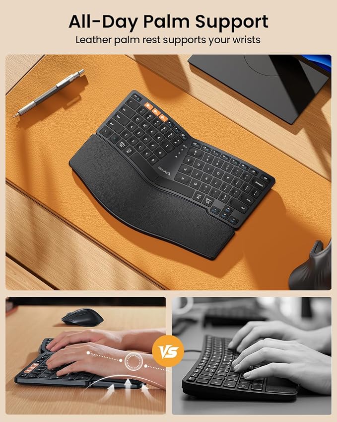 ProtoArc Bluetooth Ergonomic Keyboard, EK04 Mini Compact Wireless Ergo Keyboard - Image 4