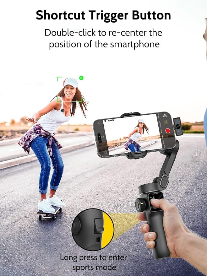 Gimbal Stabilizer for iPhone & Android, 3-Axis Phone Gimbal w/Wireless Lavalier - Image 7