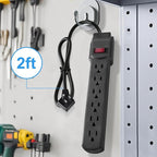 6-Outlet Surge Protector – 250 Joules, 2ft Cord, 1875W Max – Right Angle Plug - Image 3