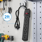6-Outlet Surge Protector – 250 Joules, 6ft Cord, 1875W Max – Right Angle Plug - Image 3