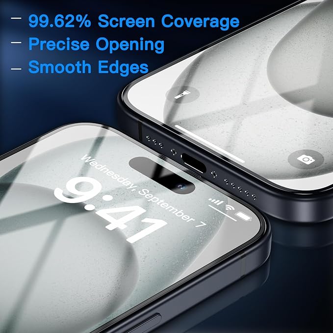 Uyiton Anti-Blue Light for iPhone 15 Plus Screen Protector - Image 6