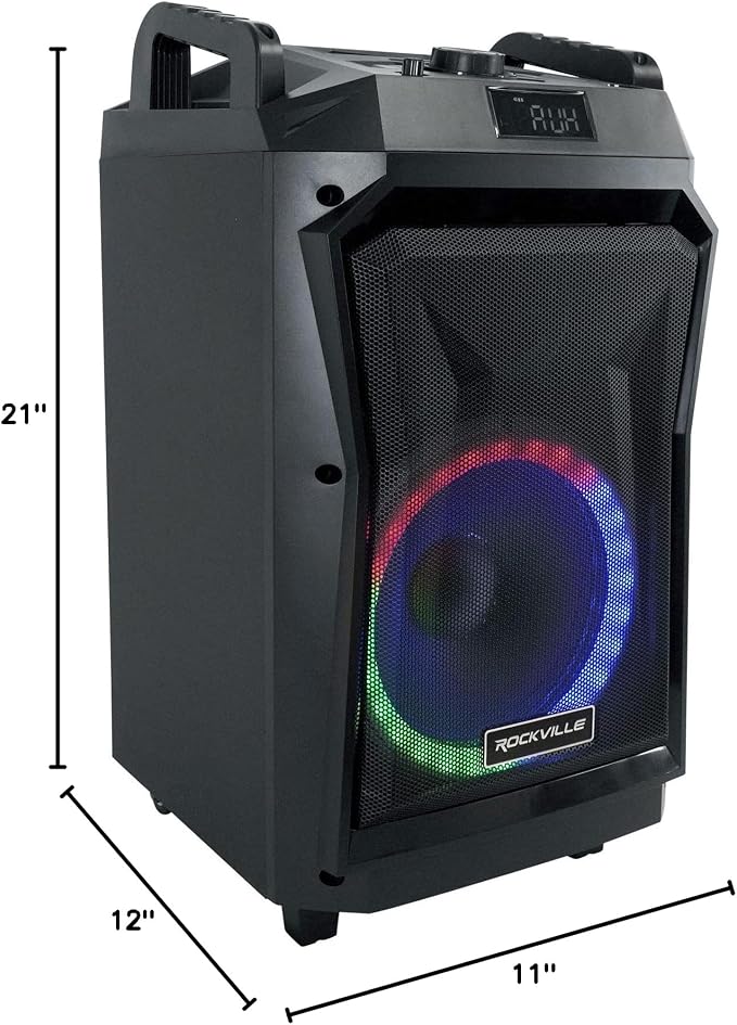 Rockville ROCKNGO 800 10" Portable Bluetooth Speaker, LED Lights, Mic Priority - Image 11