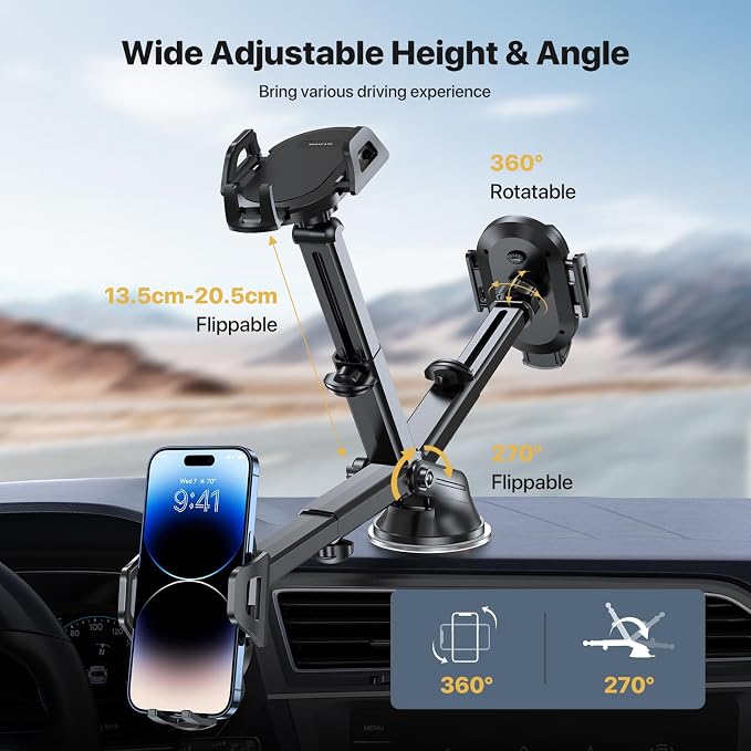 Miracase Phone Holders for Your Car, Universal Cell Phone Car Mount, 3-in-1 - Image 3