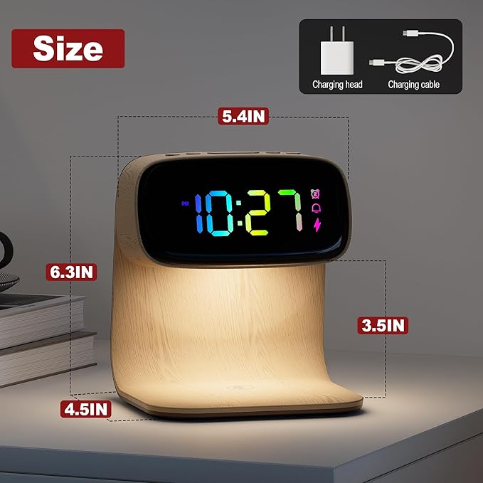 Digital Alarm Clock with Wireless Fast Charging Station 15W Touch Smart Lamp - Image 6