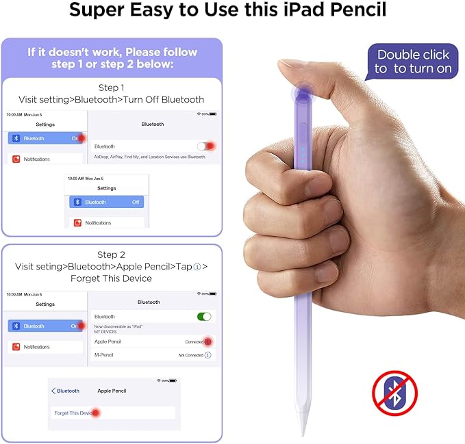 Stylus Pen for iPad 2018-2025, 15Mins Fast Charge for Apple Pencil, Palm - Image 5