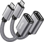 USB to Micro USB Adapter 2 Pack, Unidirectional Micro USB Male to USB Female by Togconn