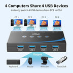 eKL USB 3.0 Switch 4 Computers Share 4 USB 3.0 Ports USB Switcher - Image 5