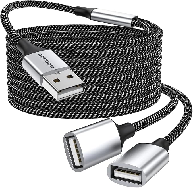 Durable USB A Male to 2 Female Extension Cord by MOGOOD