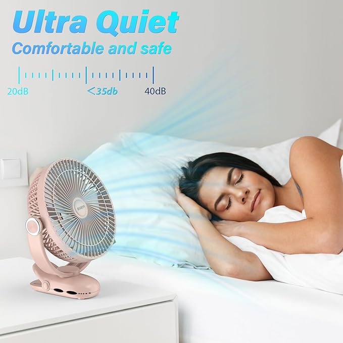 12000mAh Clip on Fan 30H Longest Runtime, 8in Portable Fan Rechargeable - Image 5
